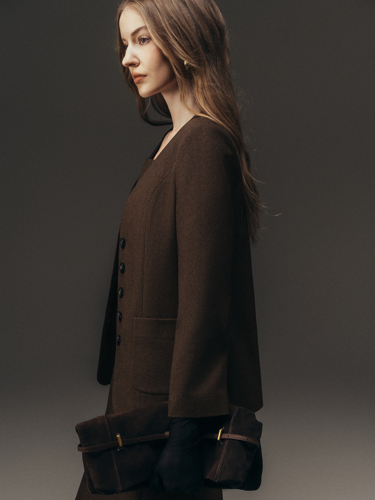 Áo vest cổ tim 2 túi ốp trước_V.1-3853 + A.3173